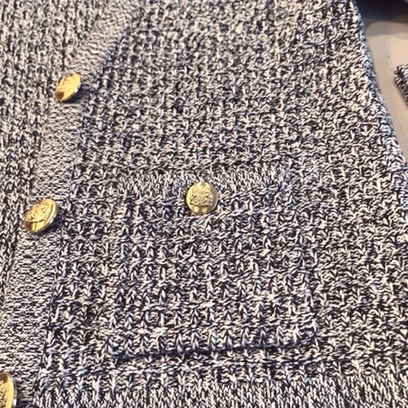 Macy*s "On 34th" V-Neck Patch-Pocket Blue Cardigan-MED-NWT - Picture 4 of 10